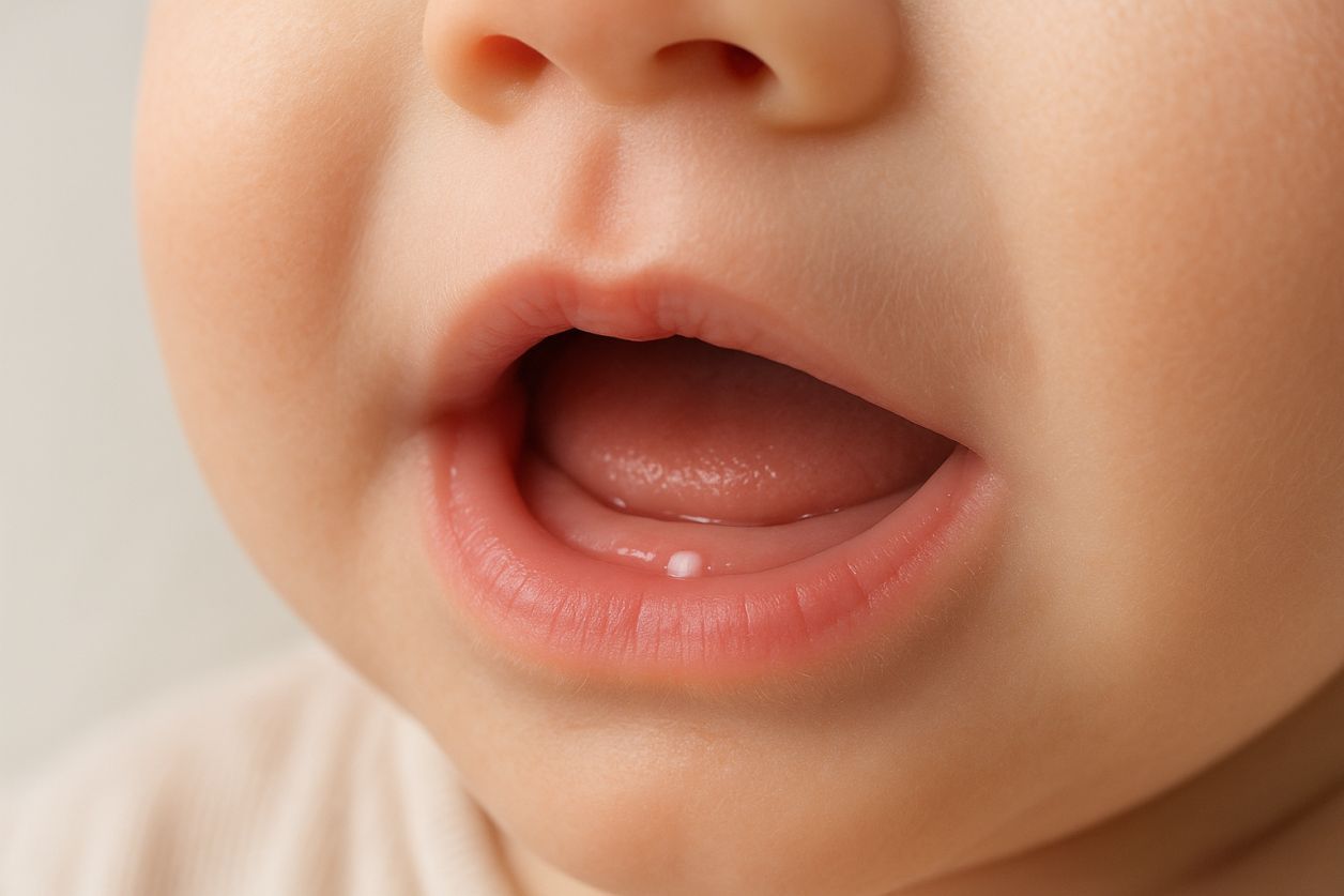 Point blanc sur la gencive de bébé : normal ?